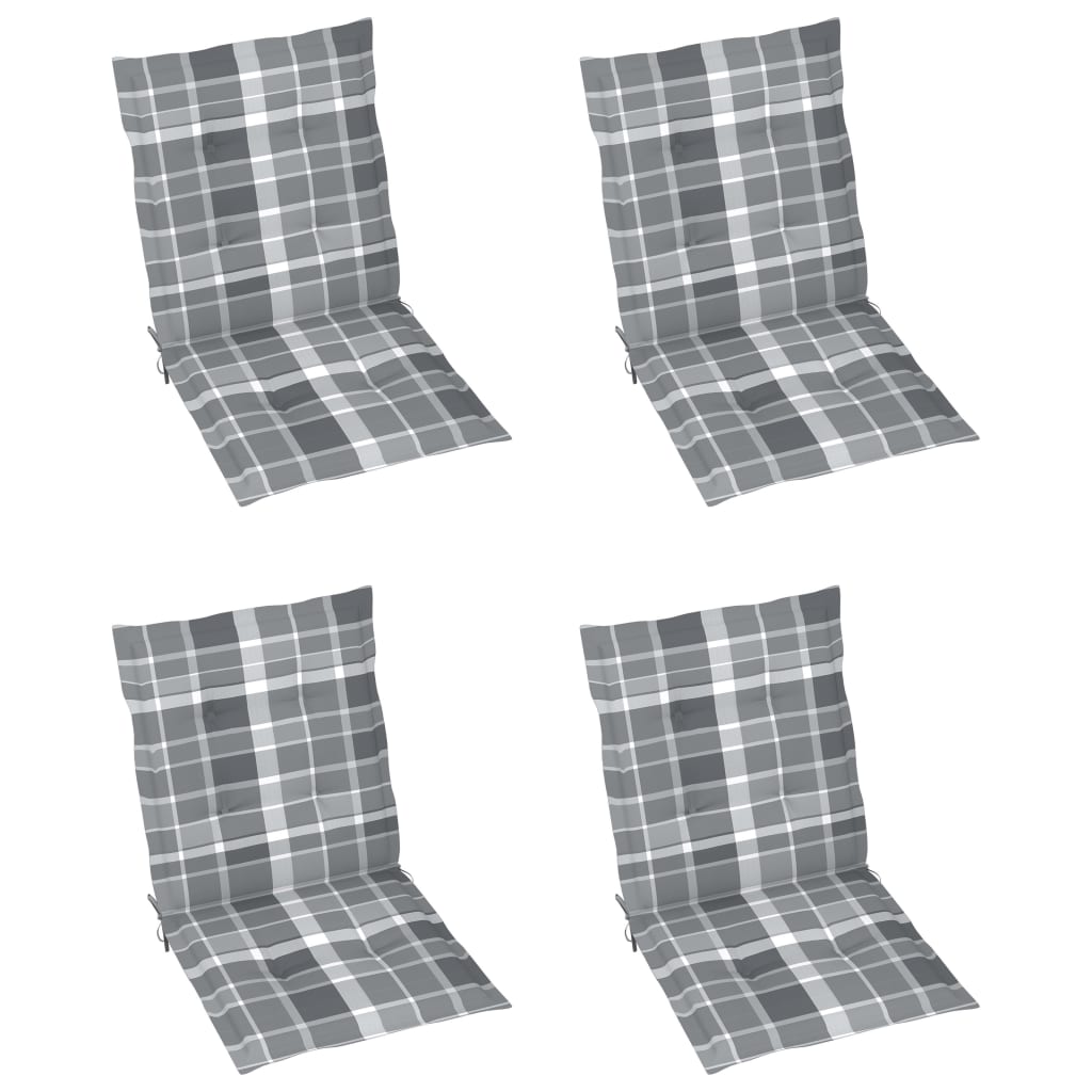 Възглавници за градински столове 4 бр сиво каре 100x50x3 см