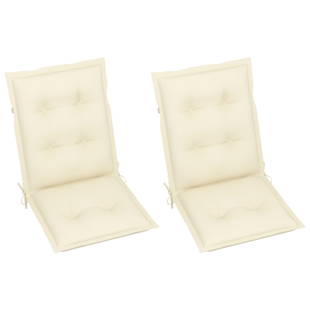 Възглавници за градински столове, 2 бр, кремави, 100x50x7 см