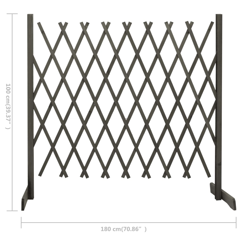 Градинска оградна решетка, сива, 180x100 см, чам масив