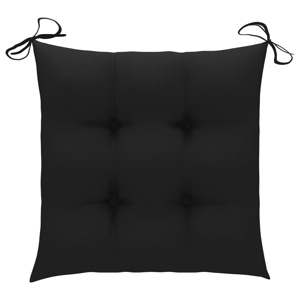 Възглавници за градински столове, 6 бр, черни, 40x40x7 см, плат