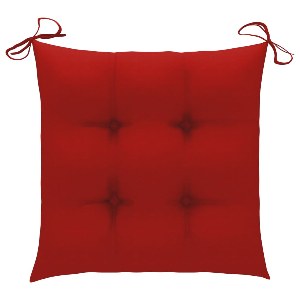 Възглавници за градински столове 6 бр червени 50x50x7 см плат