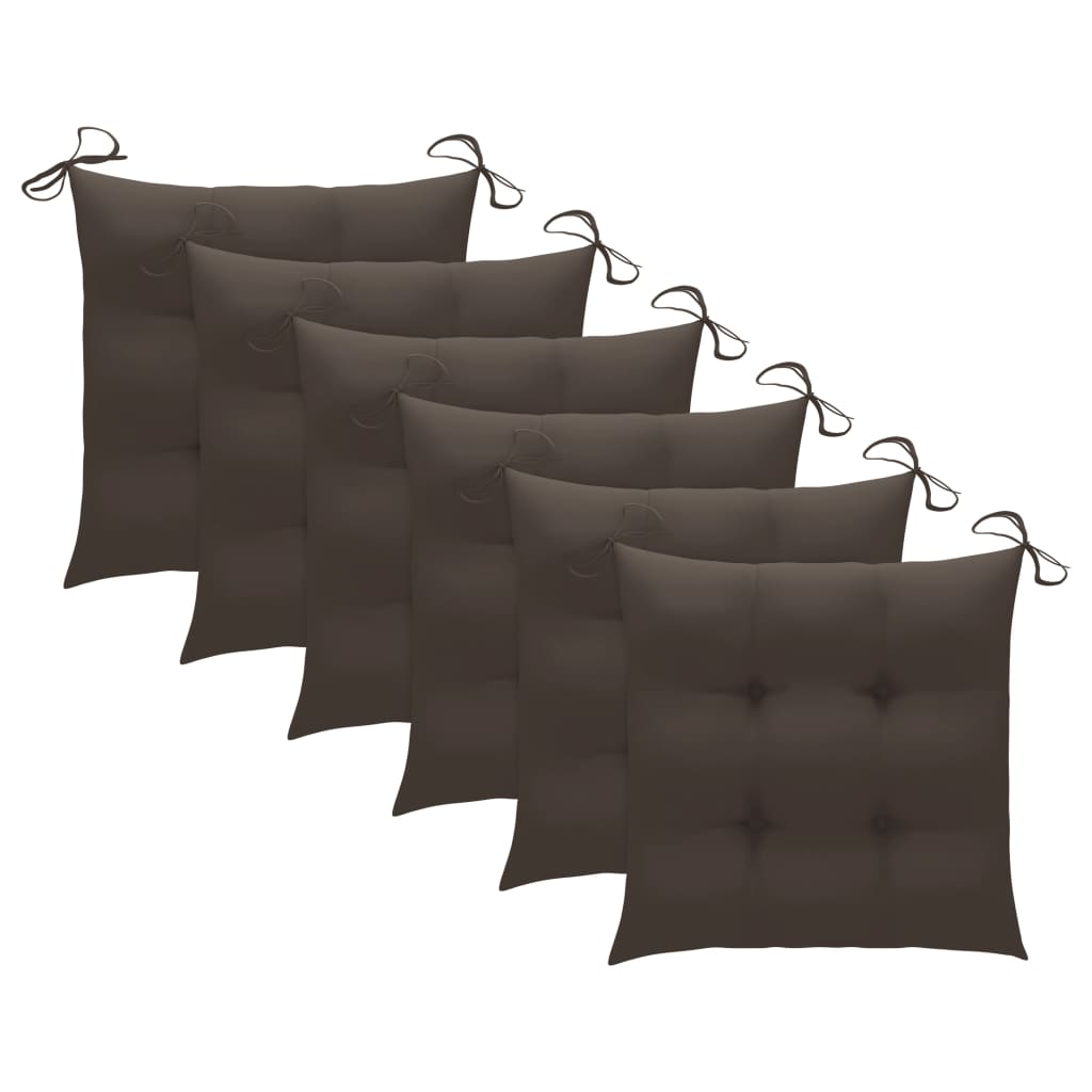 Възглавници за градински столове 6 бр таупе 50x50x7 см плат
