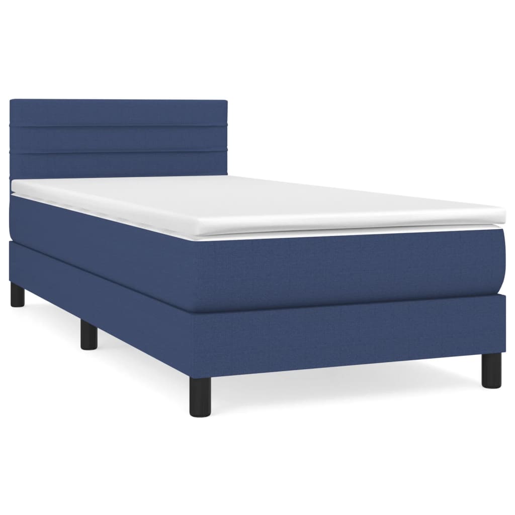Боксспринг легло с матрак, синьо, 80x200 см, плат