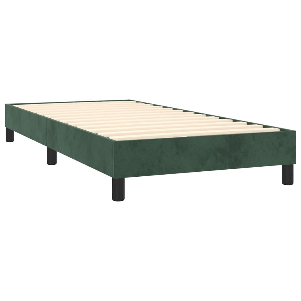 Боксспринг легло с матрак, тъмнозелено, 80x200 см, кадифе
