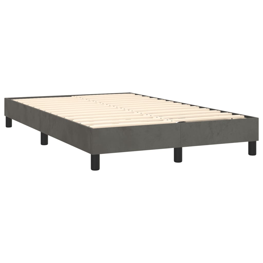 Боксспринг легло с матрак, тъмносиво, 120x200 см, кадифе