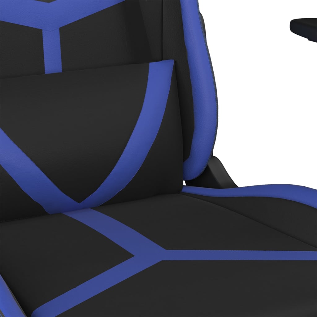 Гейминг стол, черно и синьо, изкуствена кожа
