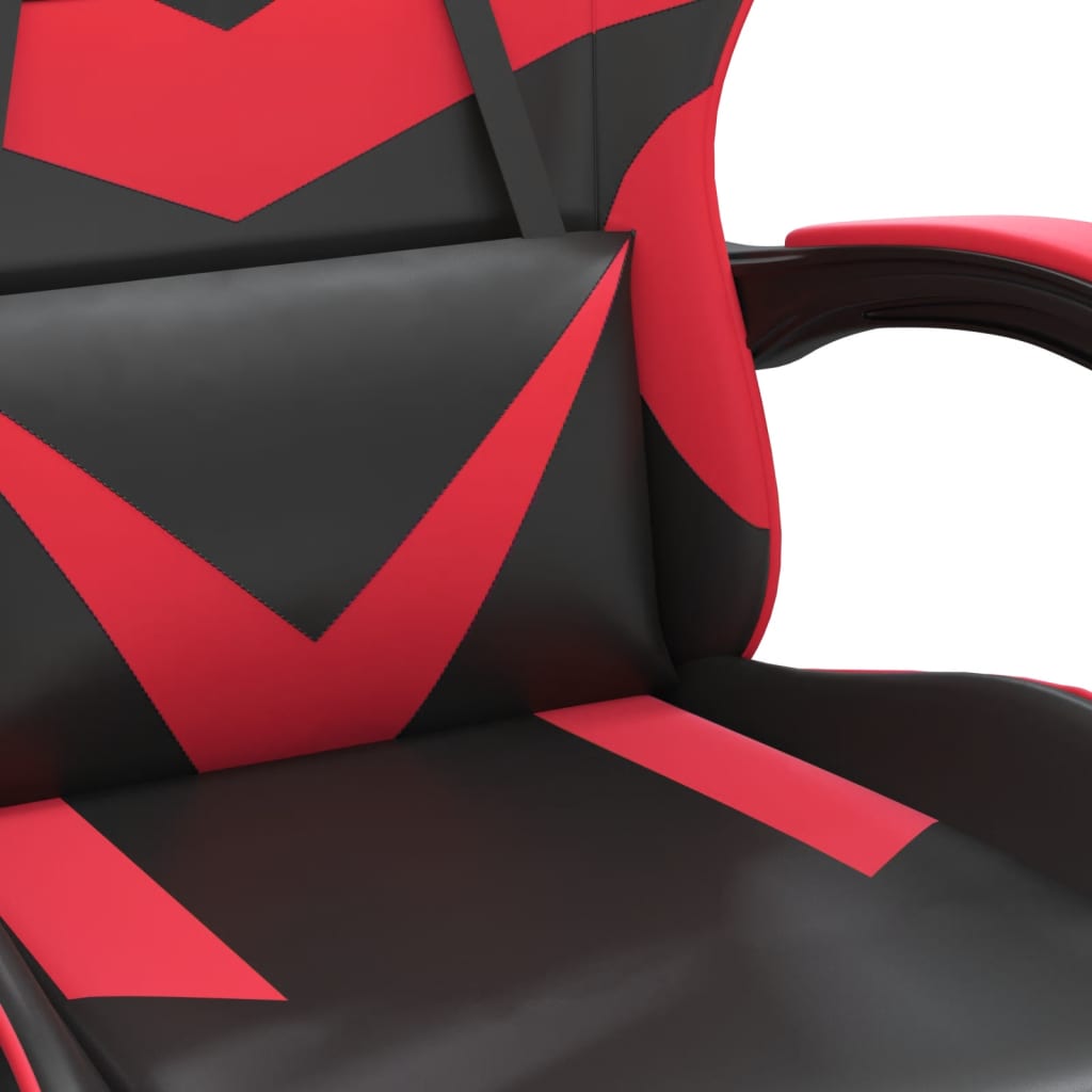 Гейминг стол с опора, черно и червено, изкуствена кожа