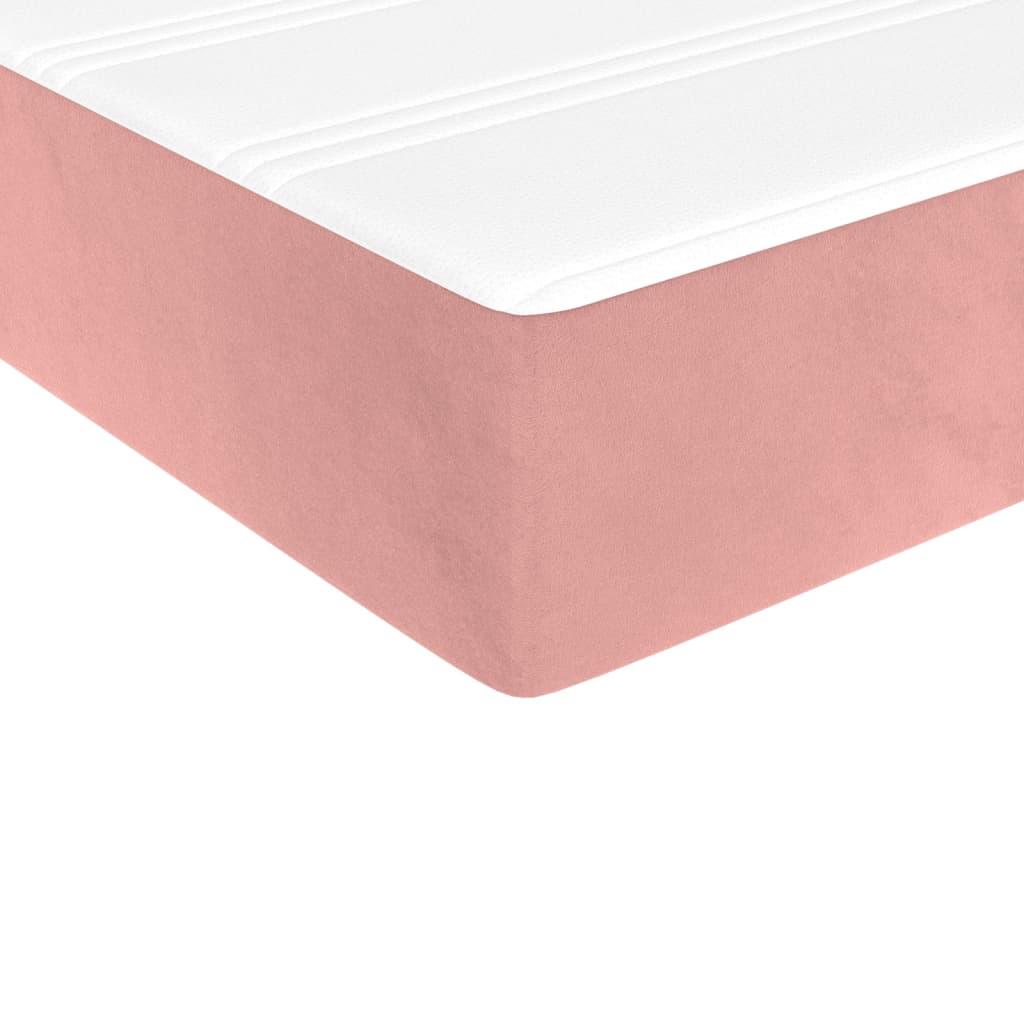 Боксспринг легло с матрак, розово, 90x200 см, кадифе