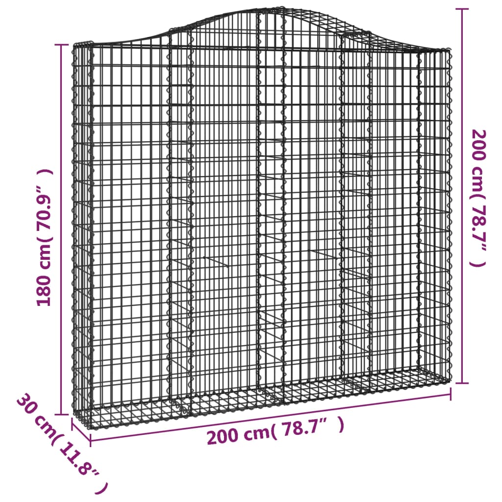 Габионни кошници арка 3 бр 200x30x180/200 см поцинковано желязо