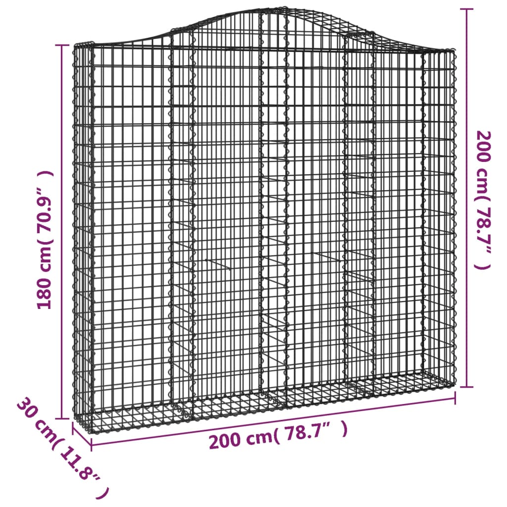 Габионни кошници арка 4 бр 200x30x180/200 см поцинковано желязо