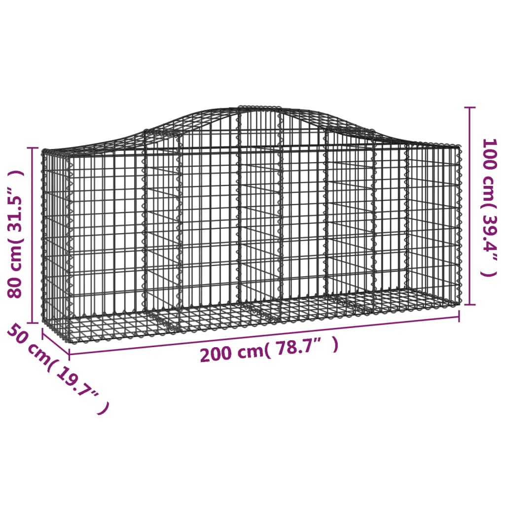 Габионни кошници арка 5 бр 200x50x80/100 см поцинковано желязо