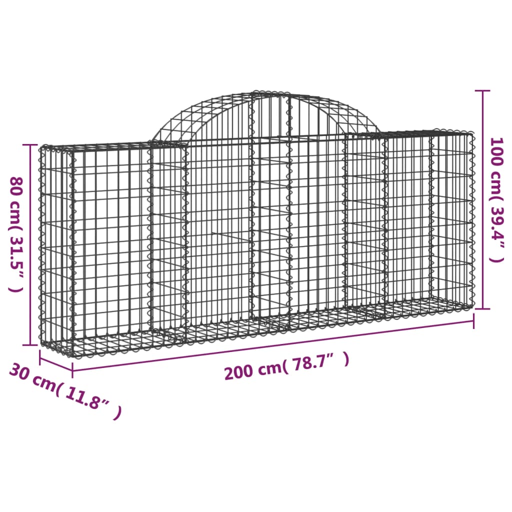 Габионни кошници арка 3 бр 200x30x80/100 см поцинковано желязо