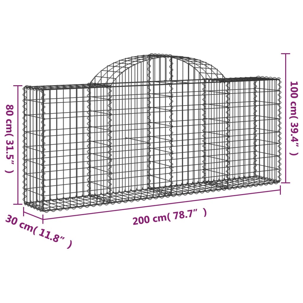 Габионни кошници арка 8 бр 200x30x80/100 см поцинковано желязо