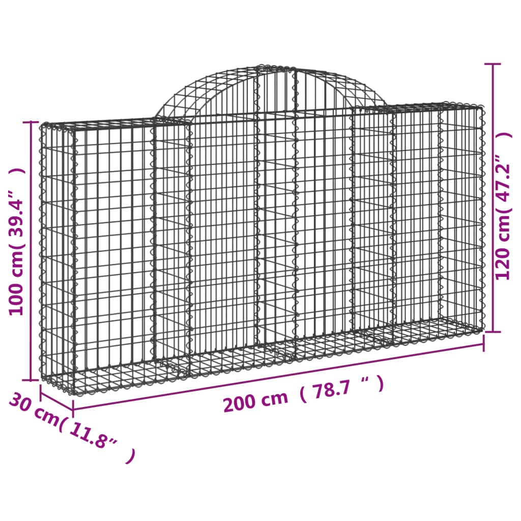 Габионни кошници арка 5 бр 200x30x100/120 см поцинковано желязо