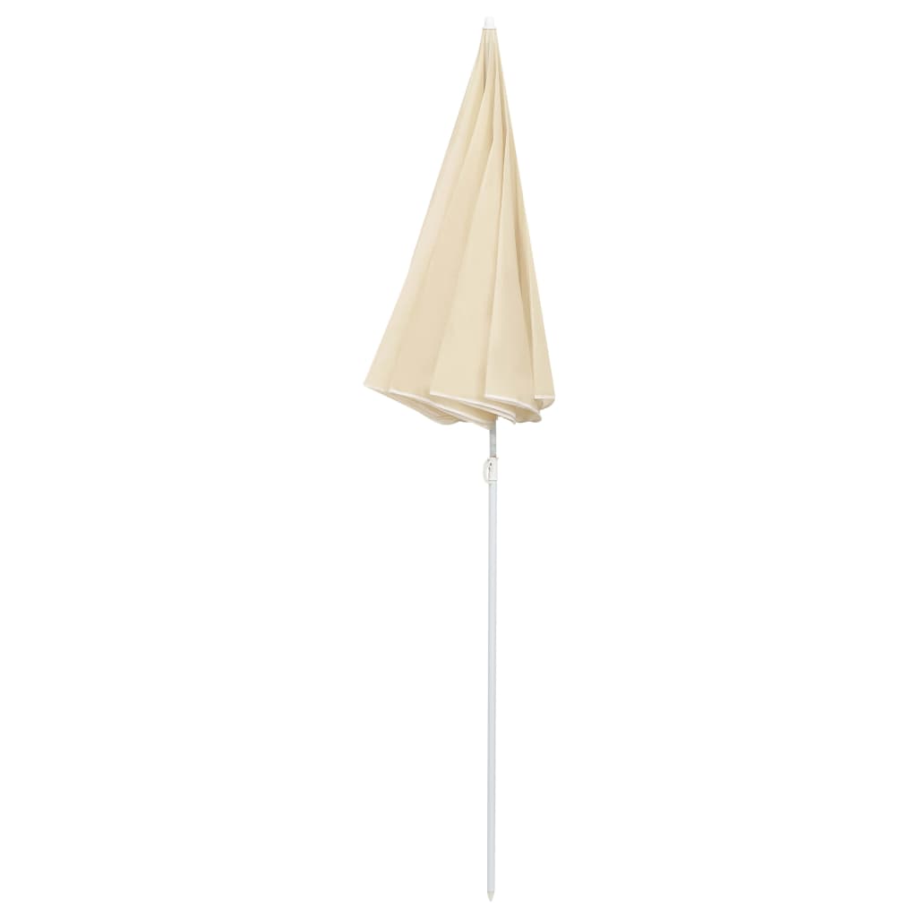 Градински чадър със стоманен прът, пясъчен, 180 см