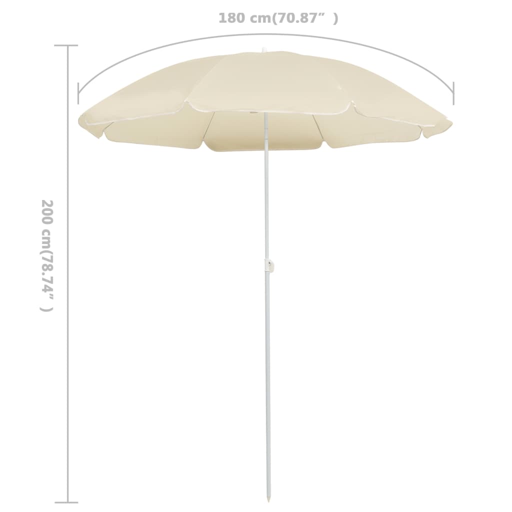 Градински чадър със стоманен прът, пясъчен, 180 см
