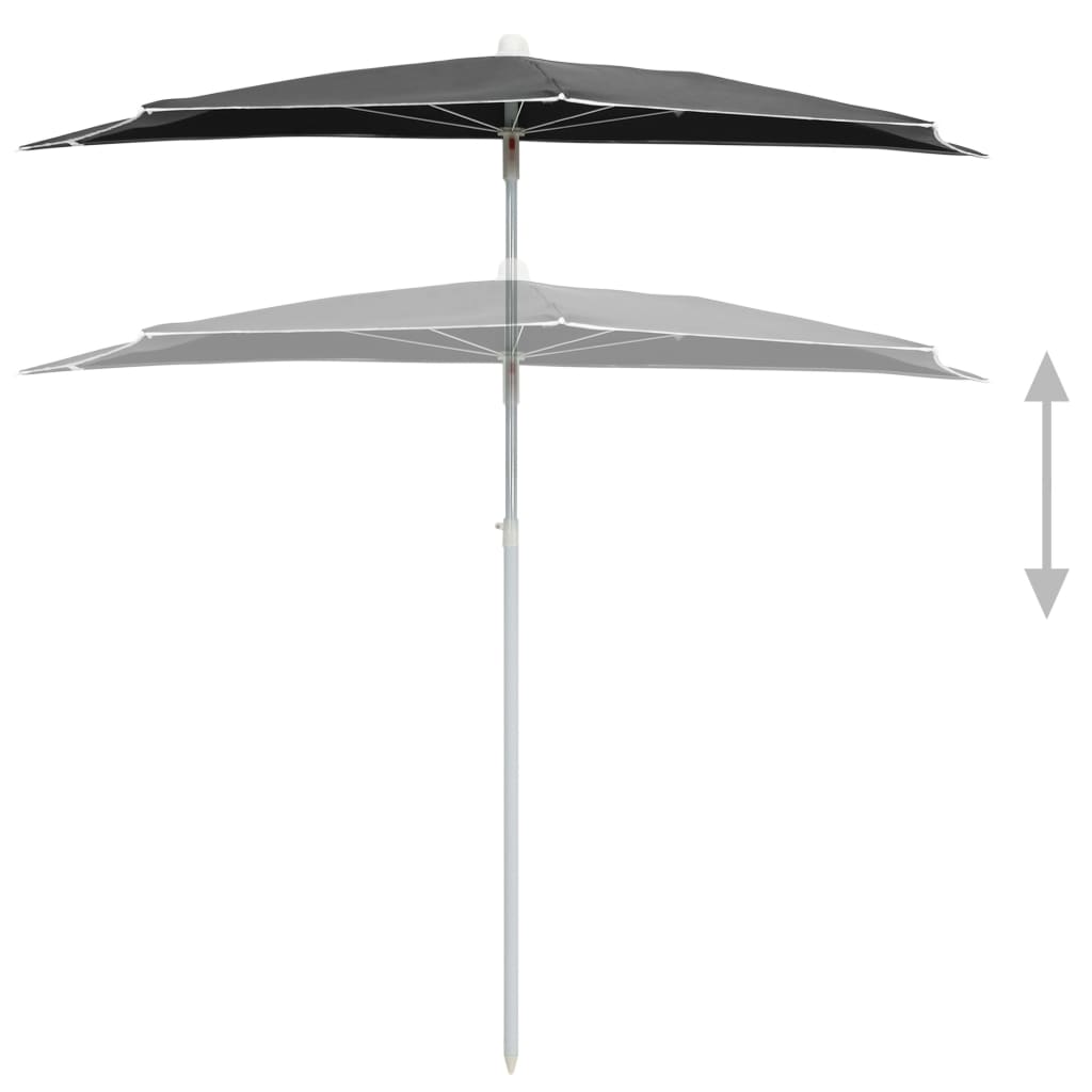 Градински полукръгъл чадър с прът 180x90 см антрацит