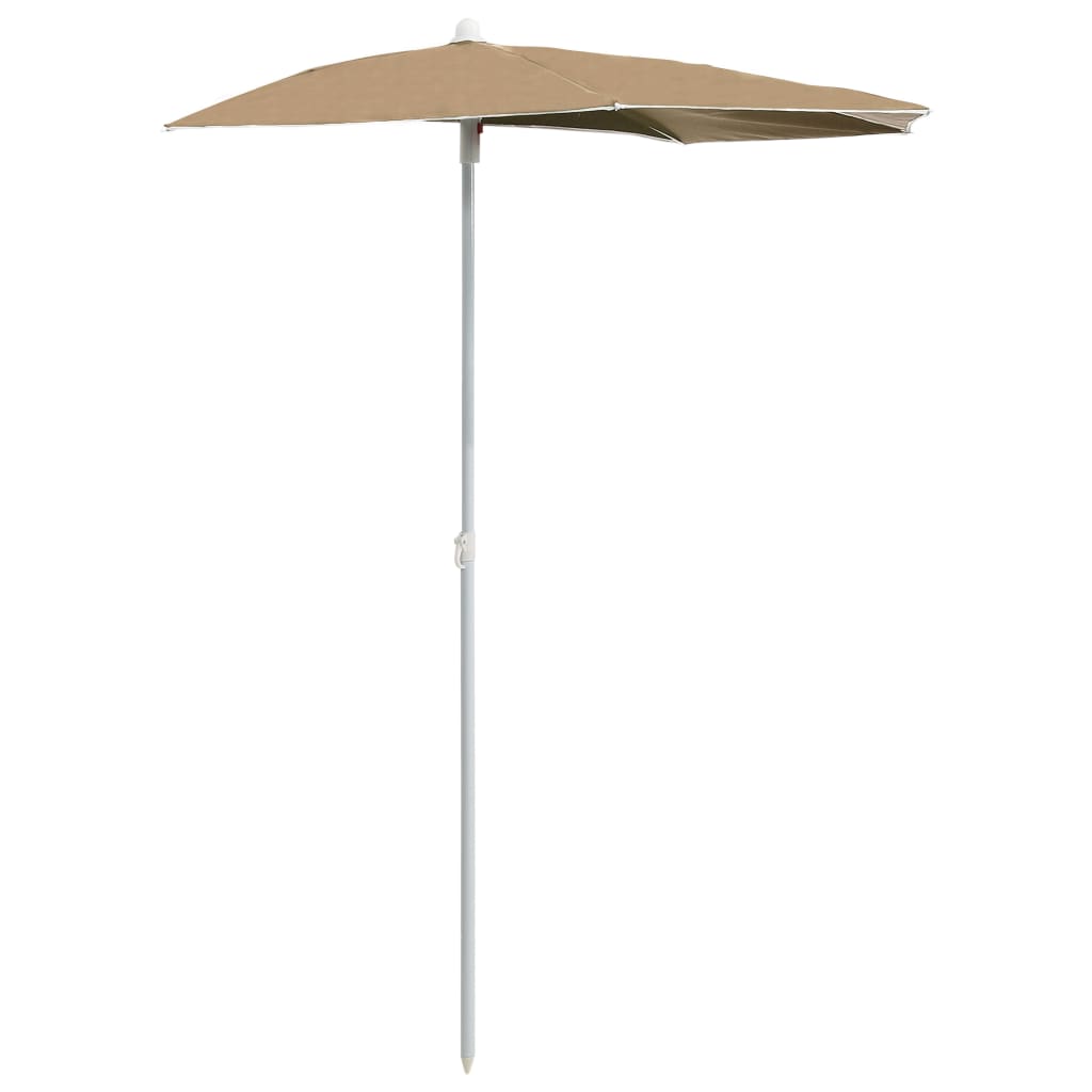 Градински полукръгъл чадър с прът 180x90 см таупе