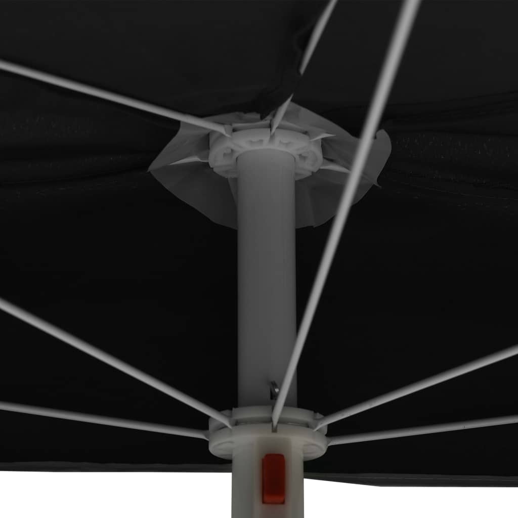 Градински полукръгъл чадър с прът 180x90 см черен