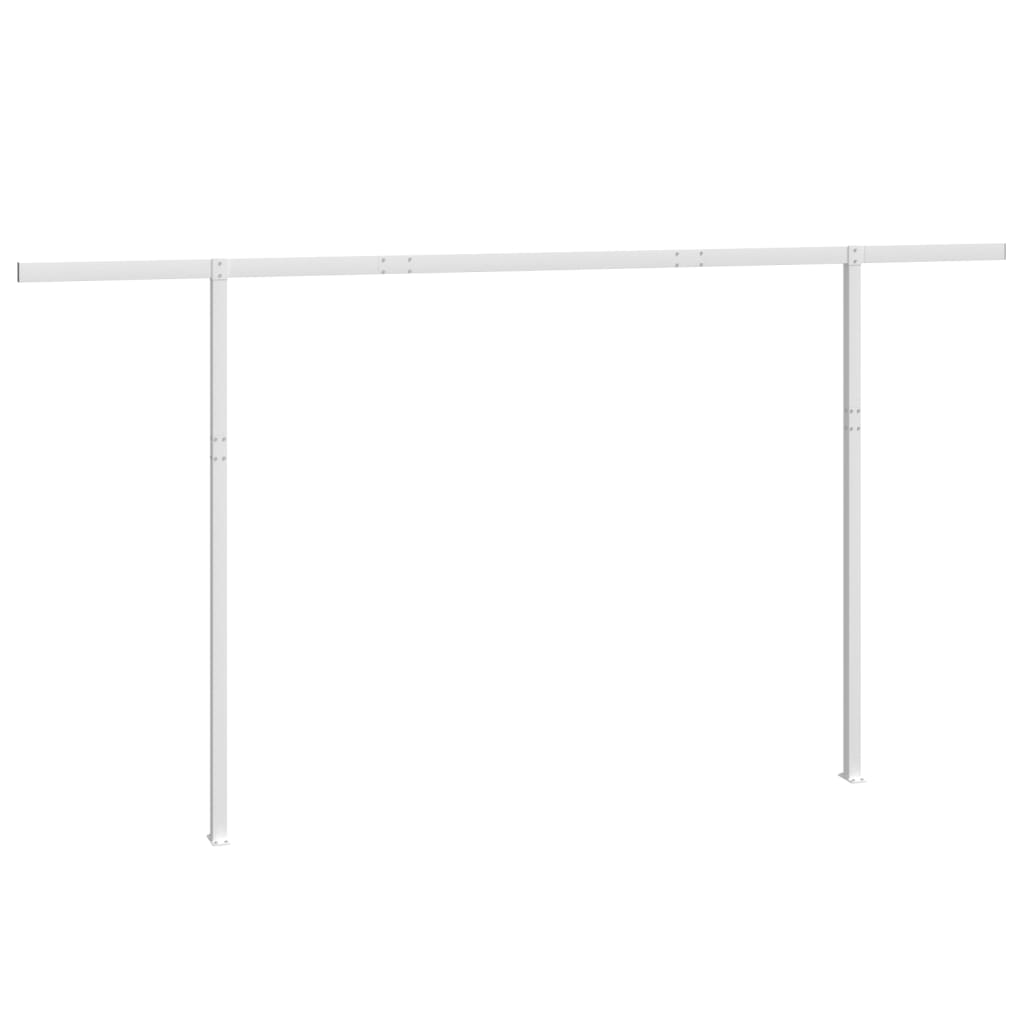 Комплект стълбове за тенти, бял, 450x245 см, желязо 