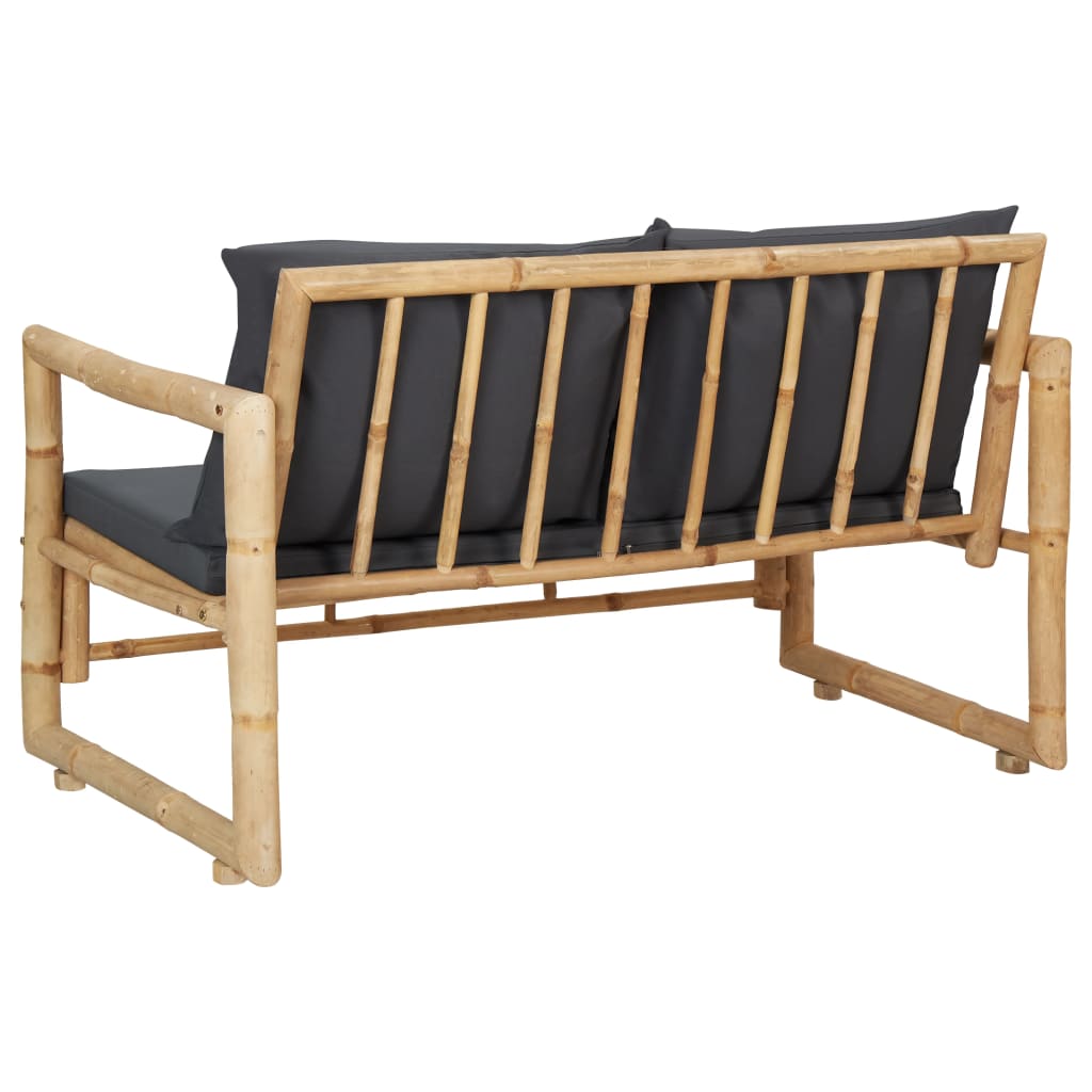 Градинска пейка с възглавници, 115 см, бамбук