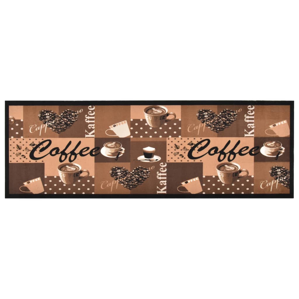 Кухненско килимче, перимо, кафяв принт кафе, 45x150 см