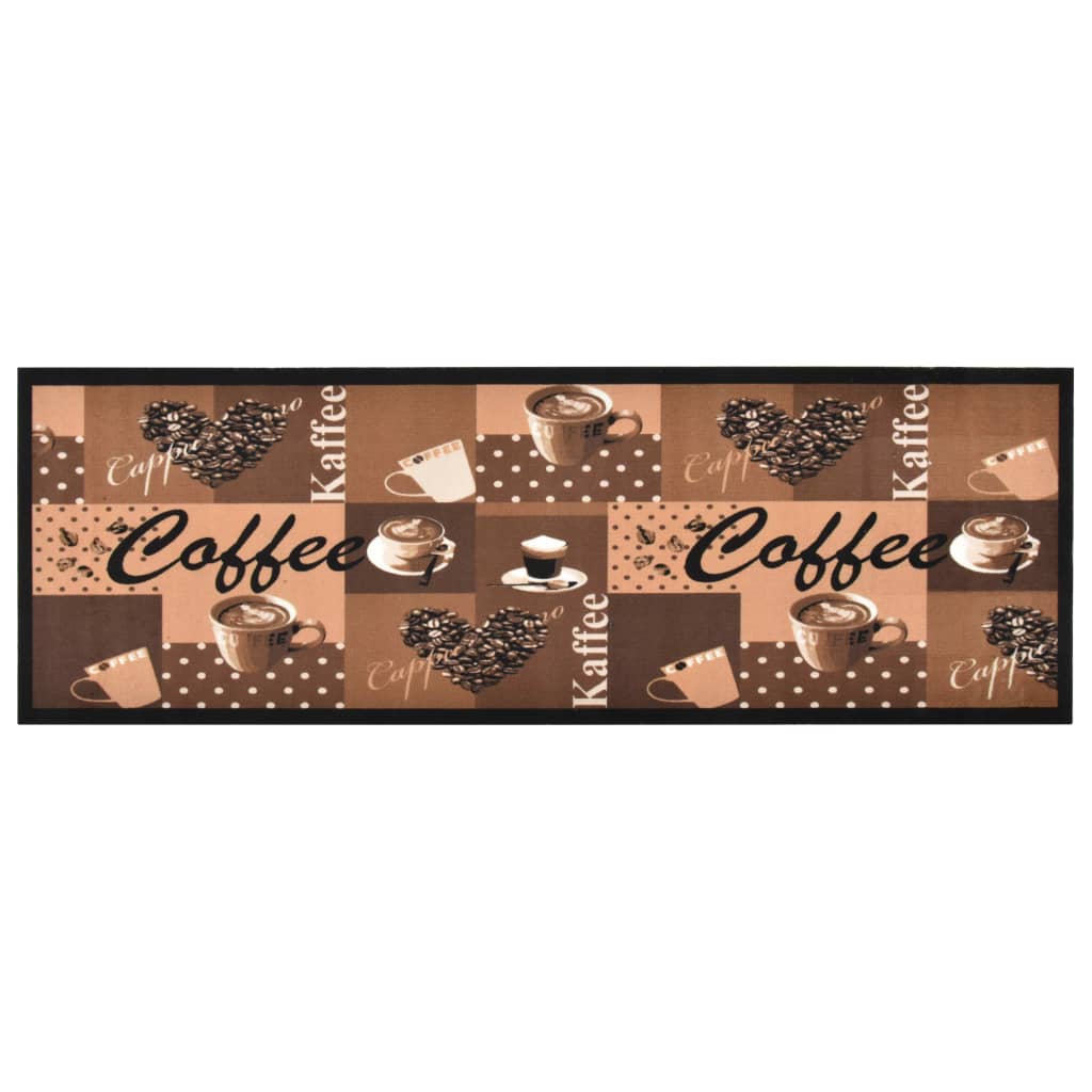Кухненско килимче, перимо, кафяв принт кафе, 60x180 см