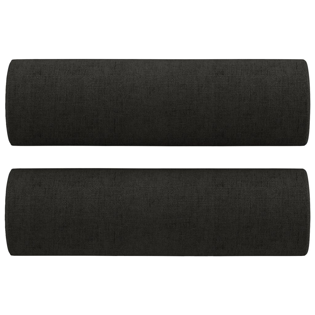 Комплект дивани от 3 части с възглавници, черен, текстил