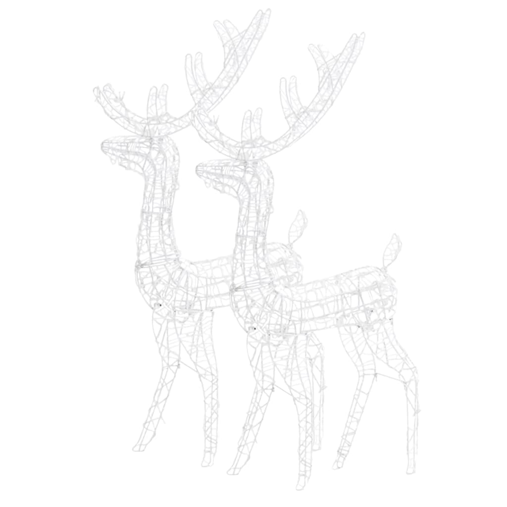 Коледна украса северни елени, акрил, 2 бр, 120 см, студено бяло