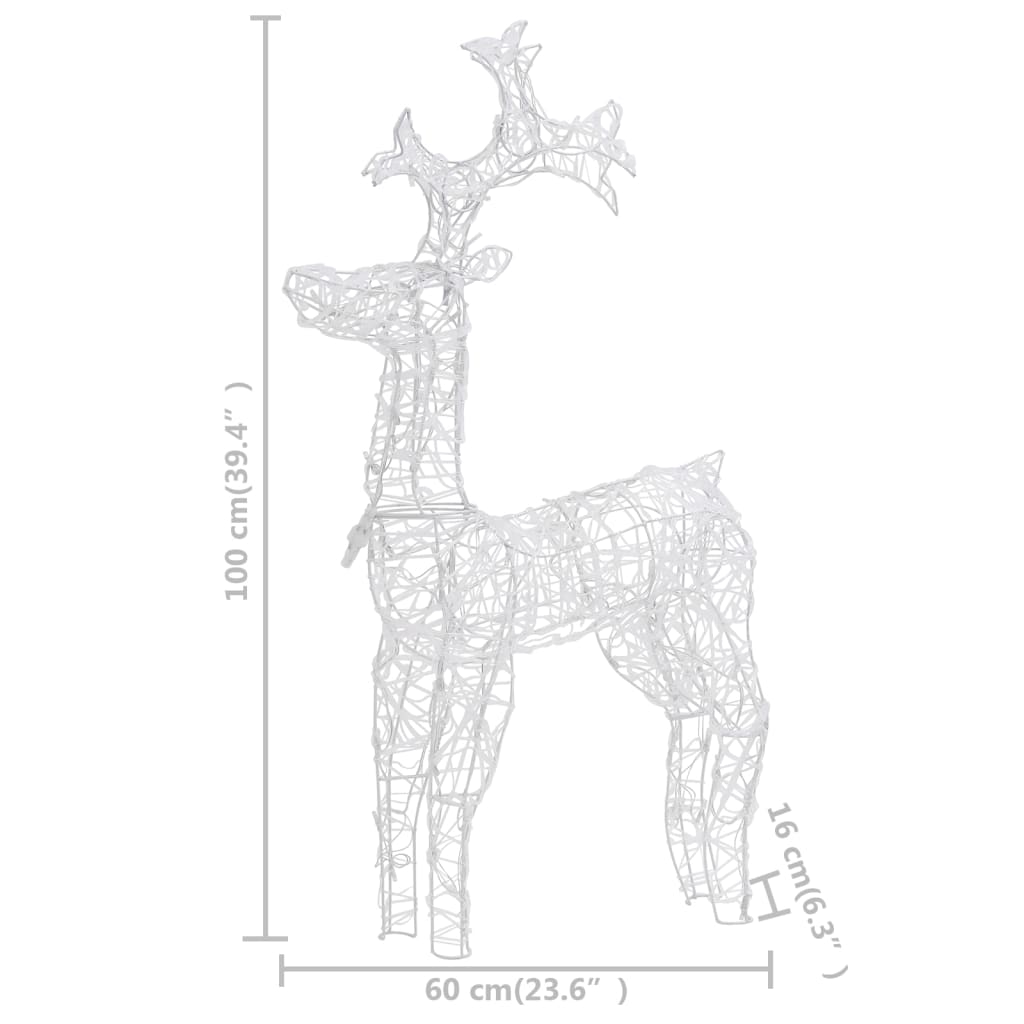 Коледна украса северни елени, 3 бр, 60x16x100 см, акрил