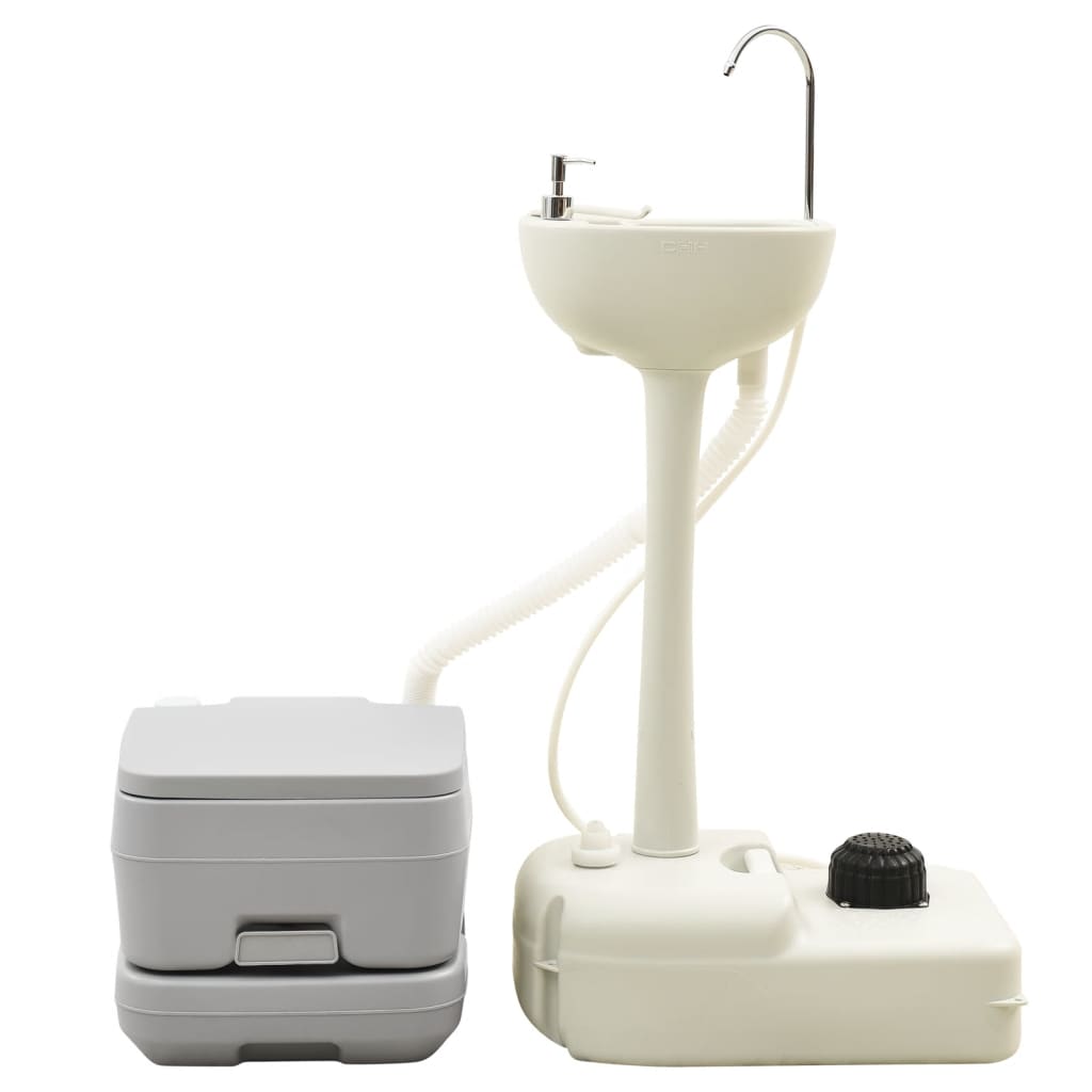 Комплект преносими къмпинг тоалетна и мивка с резервоар за вода