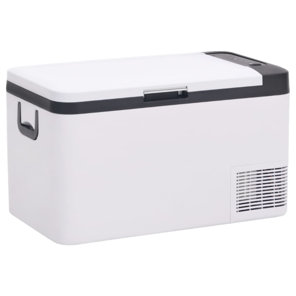 Хладилна кутия с дръжка и адаптер черно и бяло 25 л PP и PE