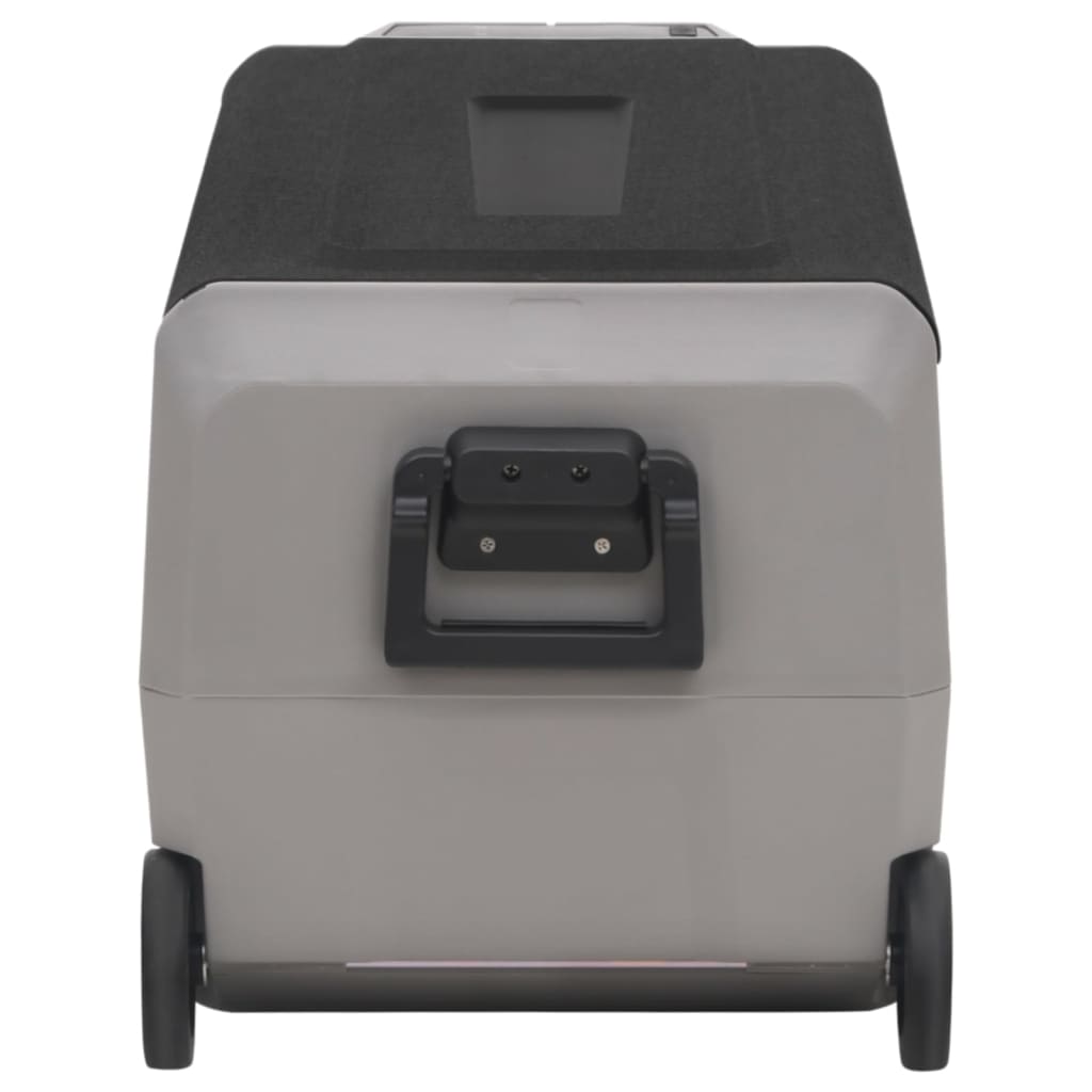 Хладилна кутия с колелца и адаптер черно и сиво 36 л PP и PE