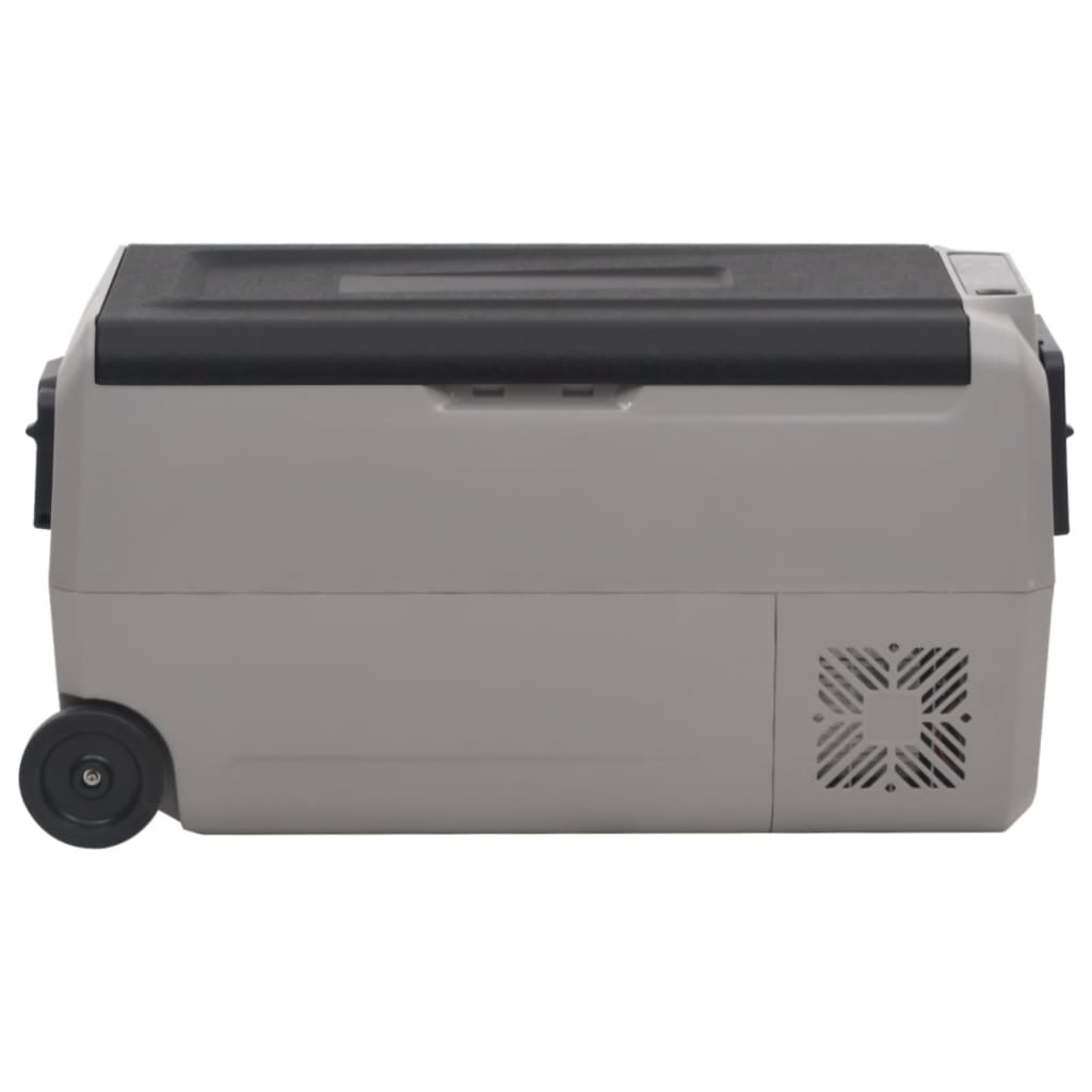 Хладилна кутия с колелца и адаптер черно и сиво 50 л PP и PE