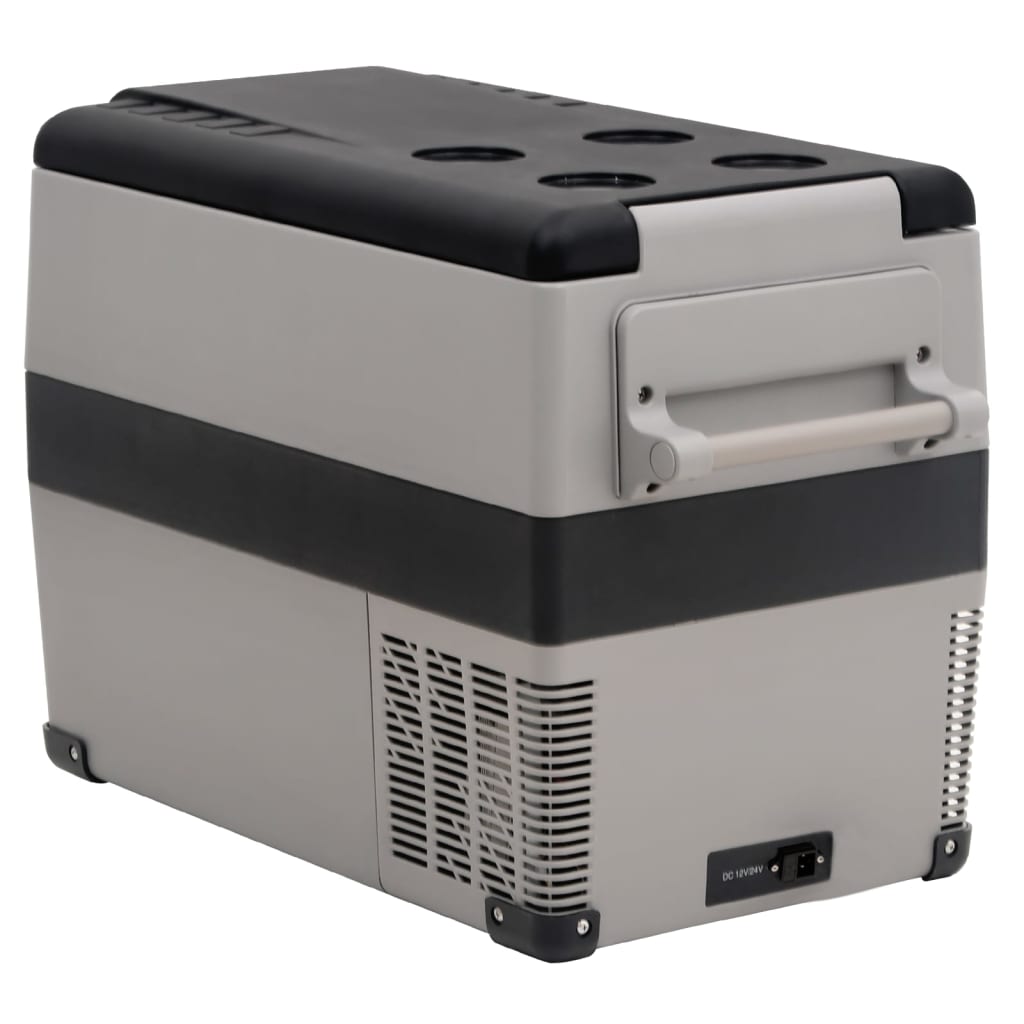 Хладилна кутия с дръжка и адаптер черно и сиво 35 л PP и PE