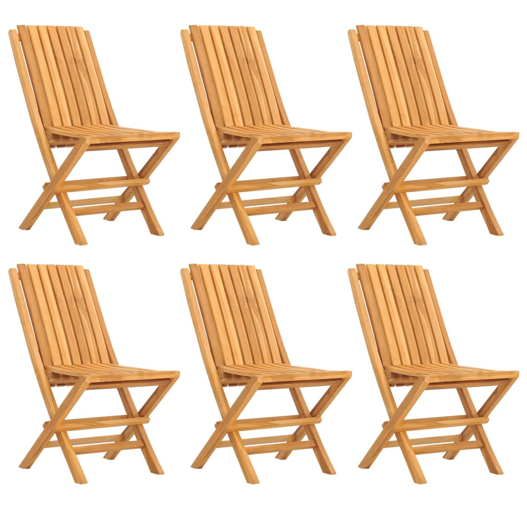 Сгъваеми градински столове, 6 бр, 47x47x89 см, тик масив