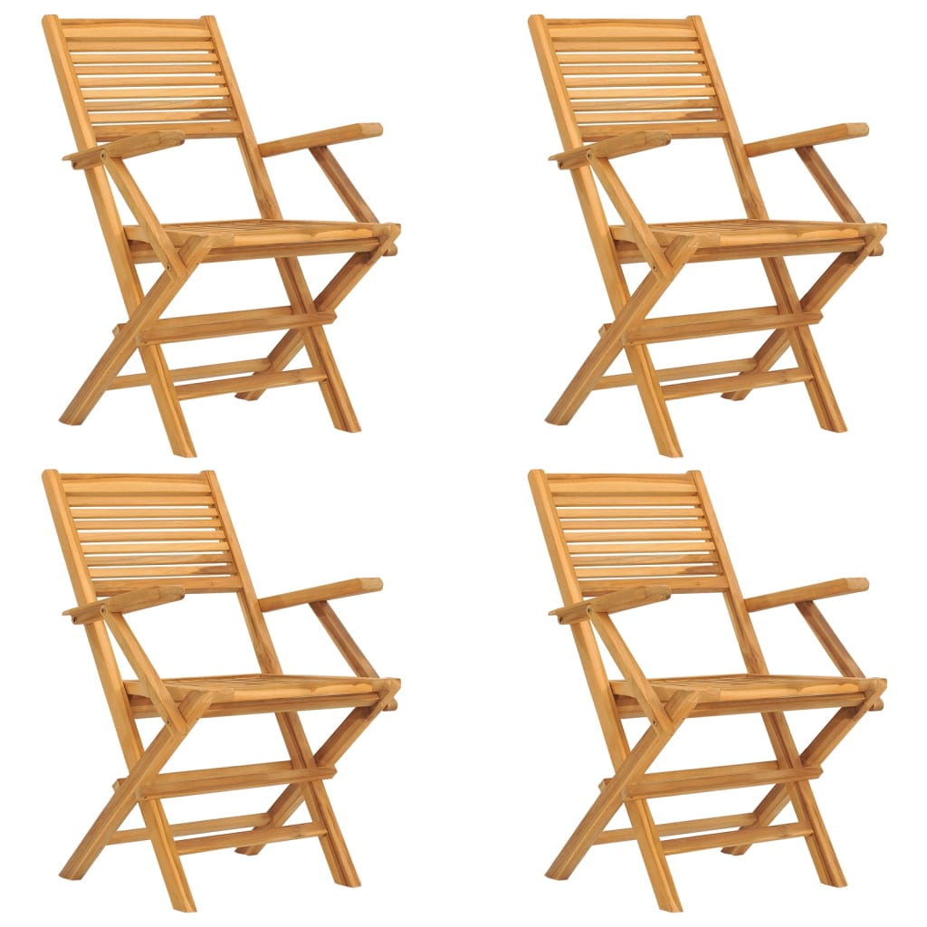 Сгъваеми градински столове, 4 бр, 55x62x90 см, тик масив