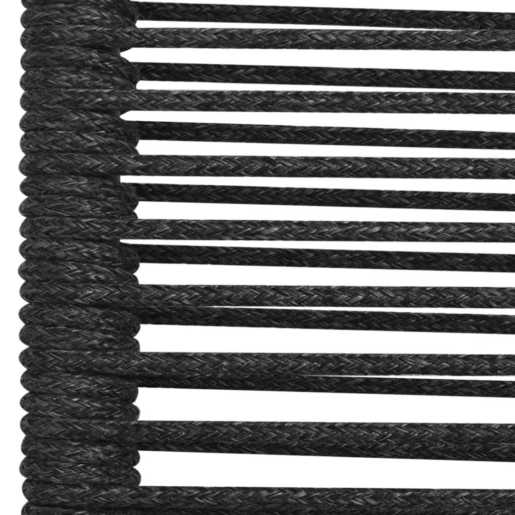 Градински комплект, 7 части, черен, памучно въже и стомана