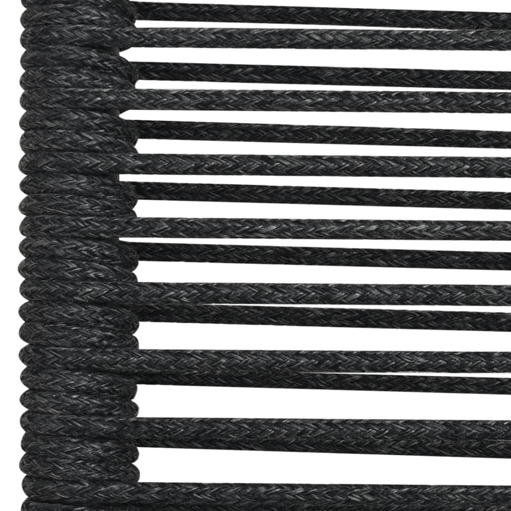 Градински комплект, 5 части, черен, памучно въже и стомана