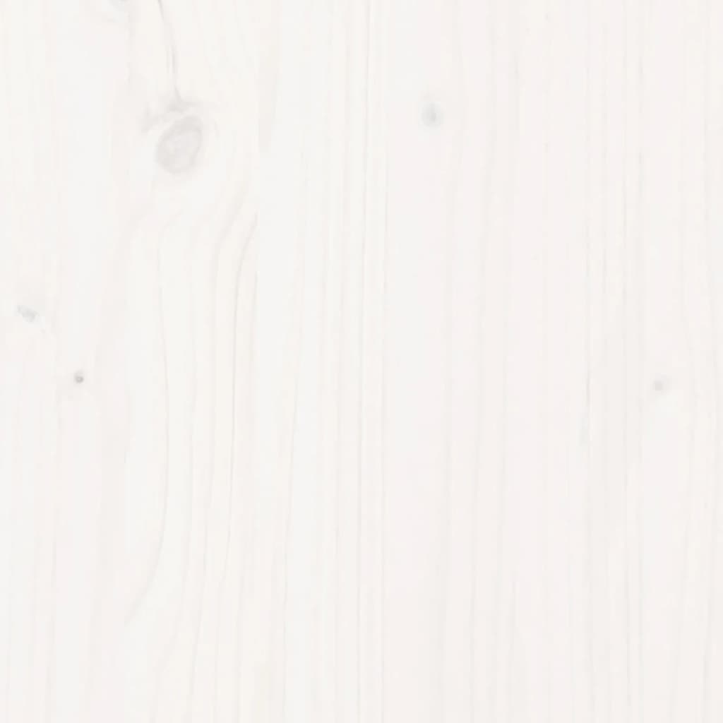 Шезлонги, 2 бр, с маса, бели, 184x55x64 см, борово дърво масив