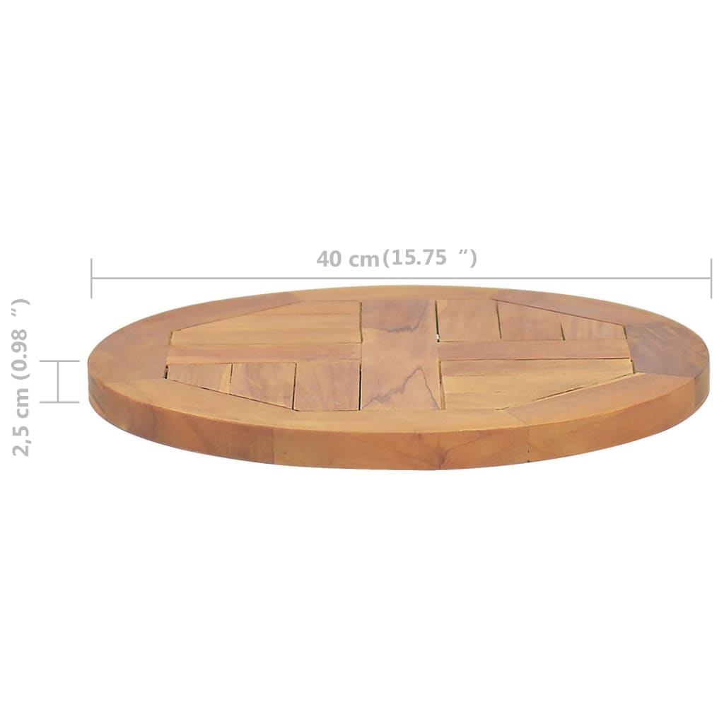 Плот за маса, тиково дърво масив, кръгъл, 2,5 см, 40 см