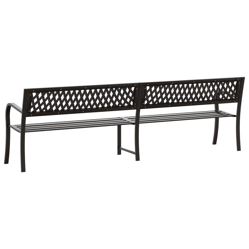 Двойна градинска пейка, 246 см, черна, стомана