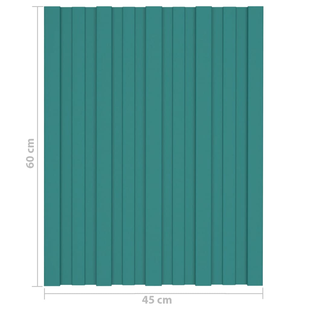Покривни панели, 12 бр, поцинкована стомана, зелени, 60х45 см