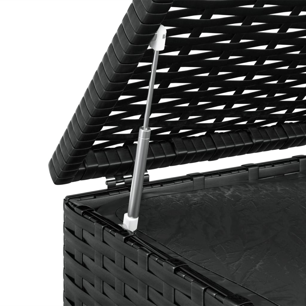 Кутия за градински възглавници PE ратан 100x49x103,5 см черна