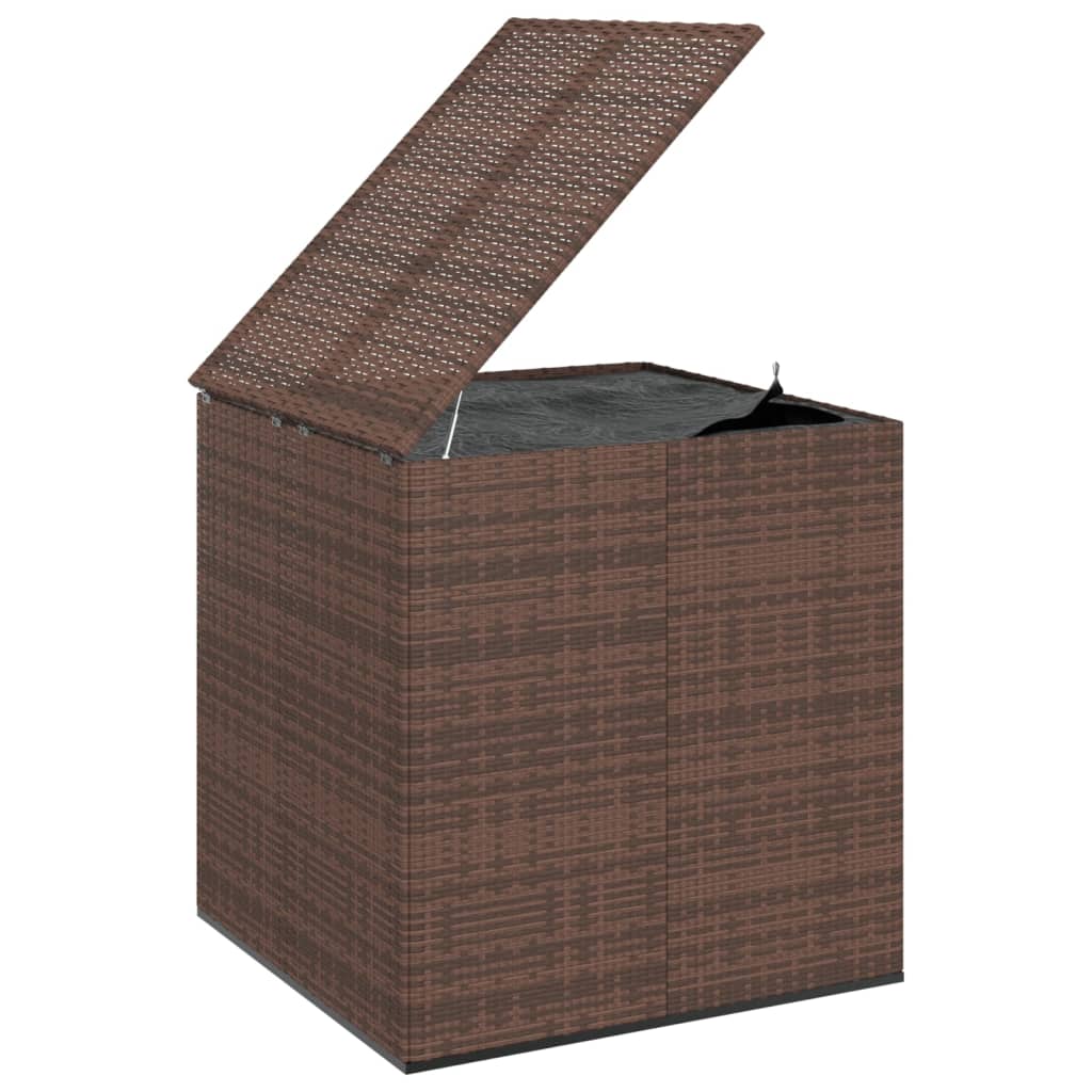 Кутия за градински възглавници PE ратан 100x97,5x104 см кафява