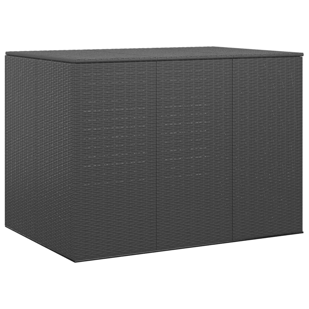 Кутия за градински възглавници PE Ратан 145x100x103 см черна