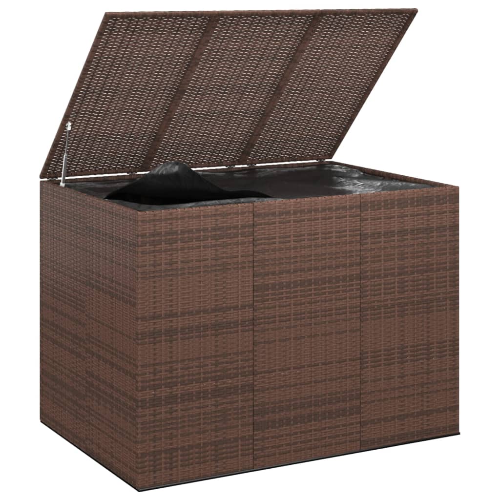 Кутия за градински възглавници PE ратан 145x100x103 см кафява