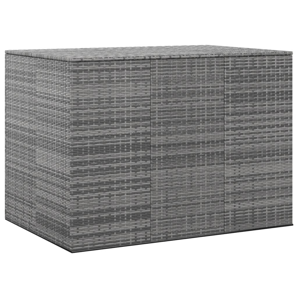 Кутия за градински възглавници PE ратан 145x100x103 см сива