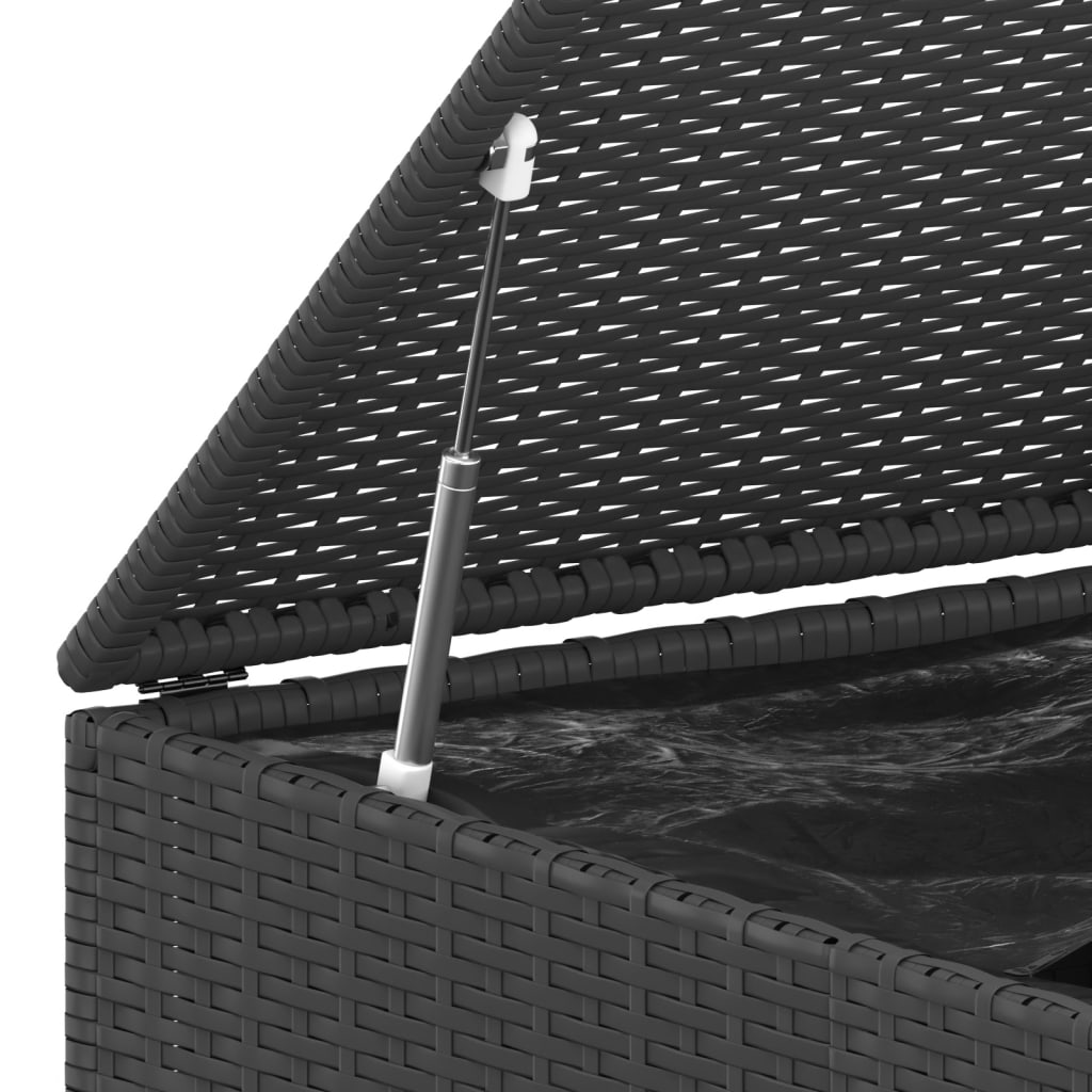 Кутия за градински възглавници PE Ратан 194x100x103 см черна