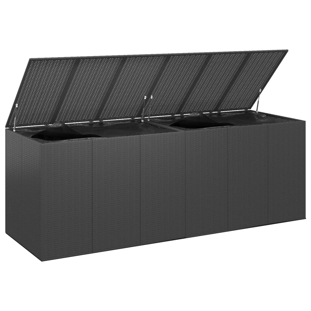 Кутия за градински възглавници PE ратан 291x100,5x104 см черна